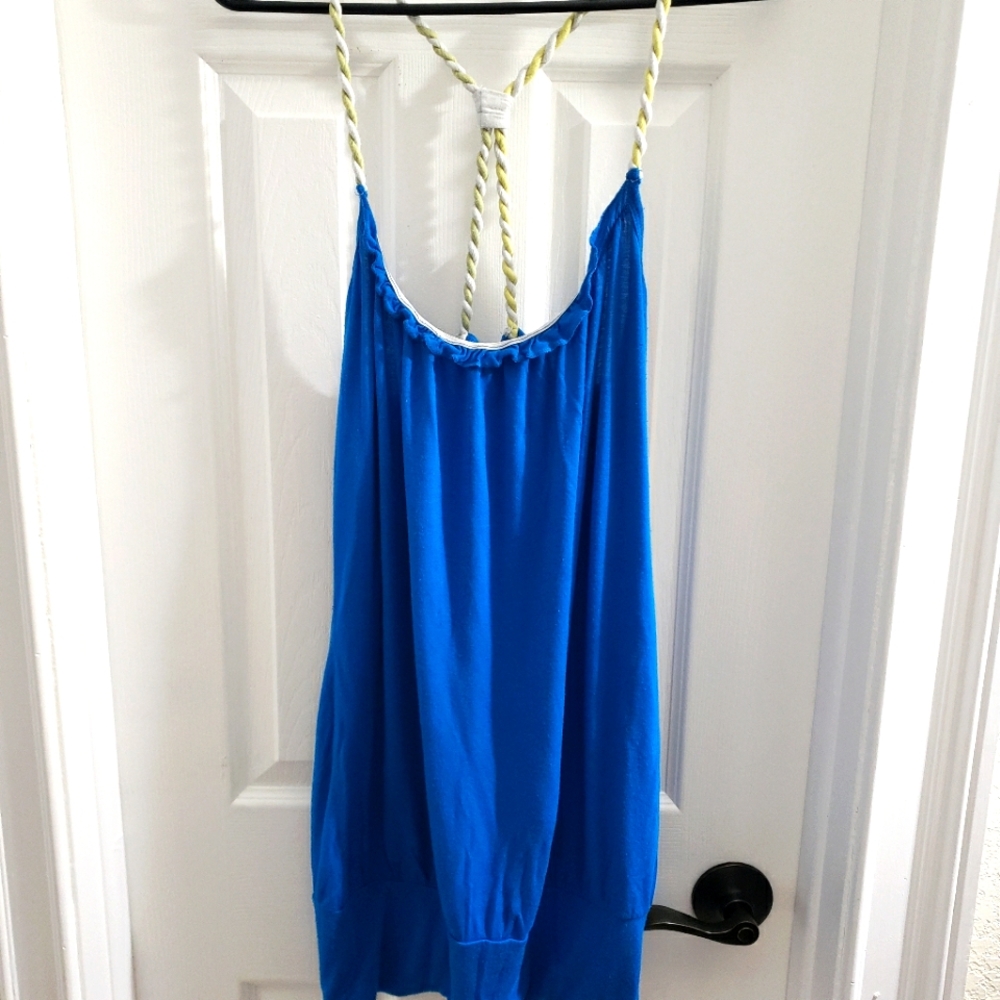 Charlotte Russe Tank Top Royal Blue Women's Large Chain Ruffle Dressy